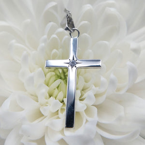 white gold cross set with real diamond