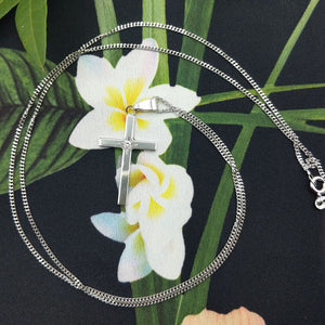 ladies white gold cross necklace