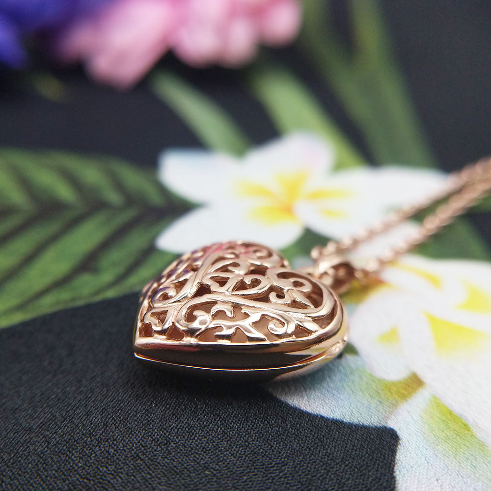 women's rose gold heart necklace