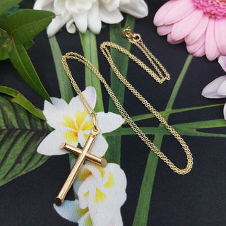 cross necklace in 9ct yellow gold