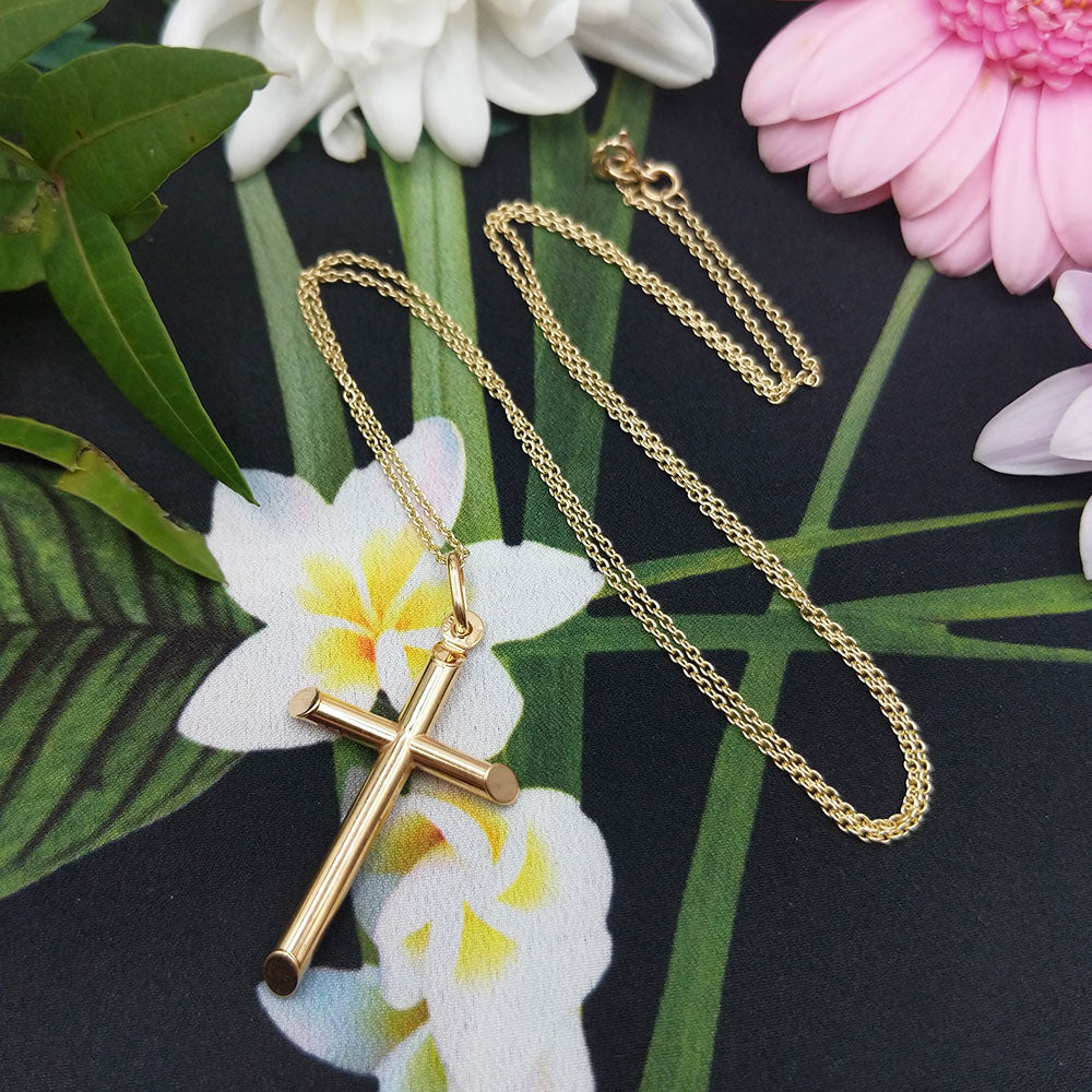 9ct yellow gold cross necklace