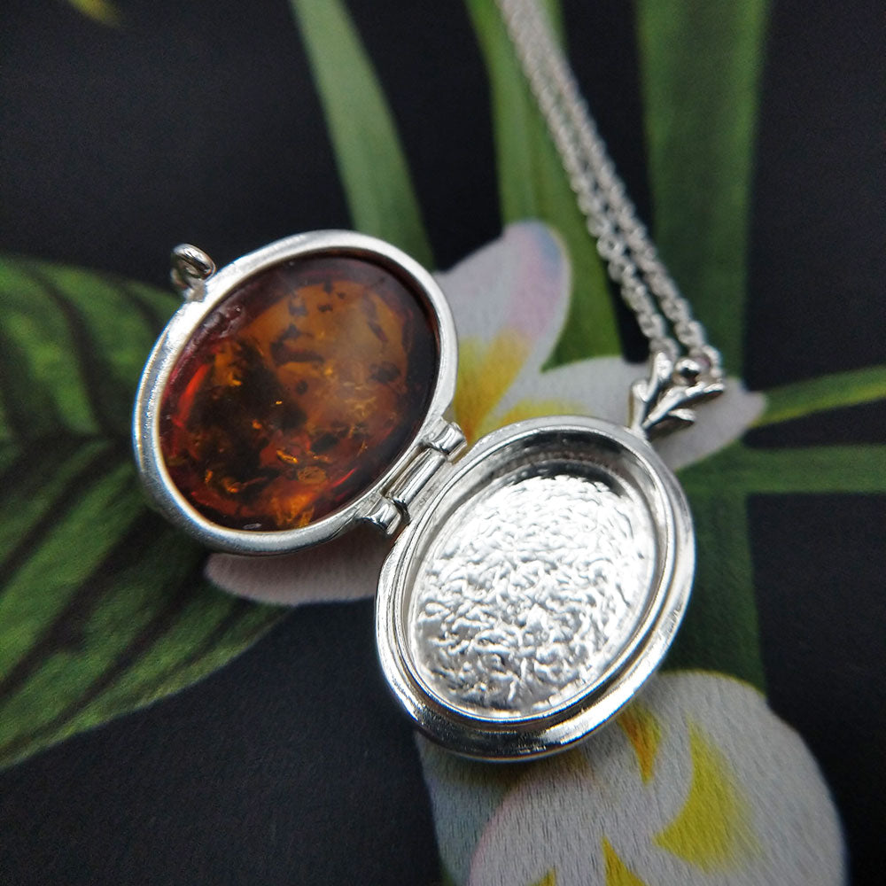 Silver and amber on sale pendant