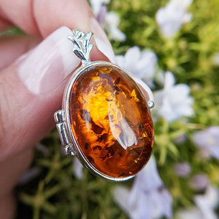 amber locket pendant