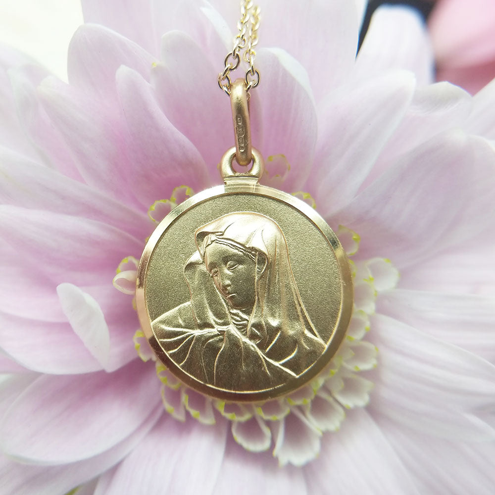 solid gold Virgin Mary necklace
