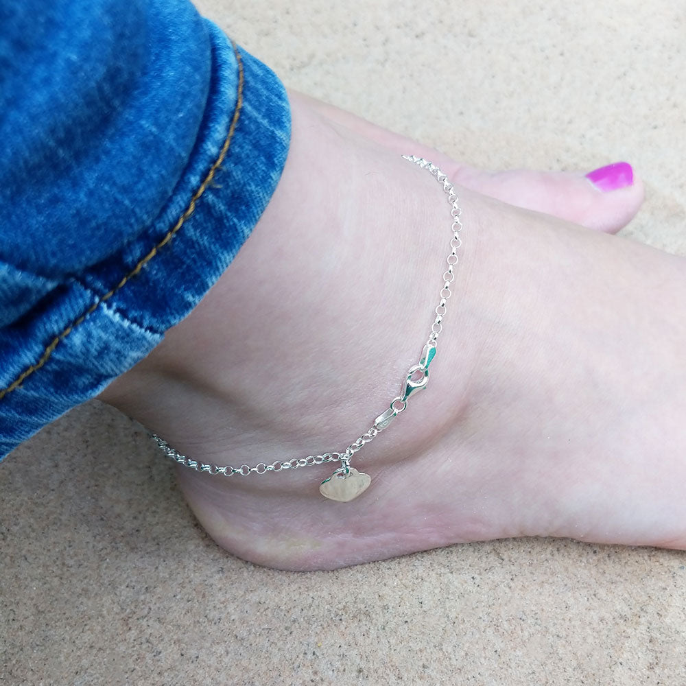 women's 10 inch silver anklet