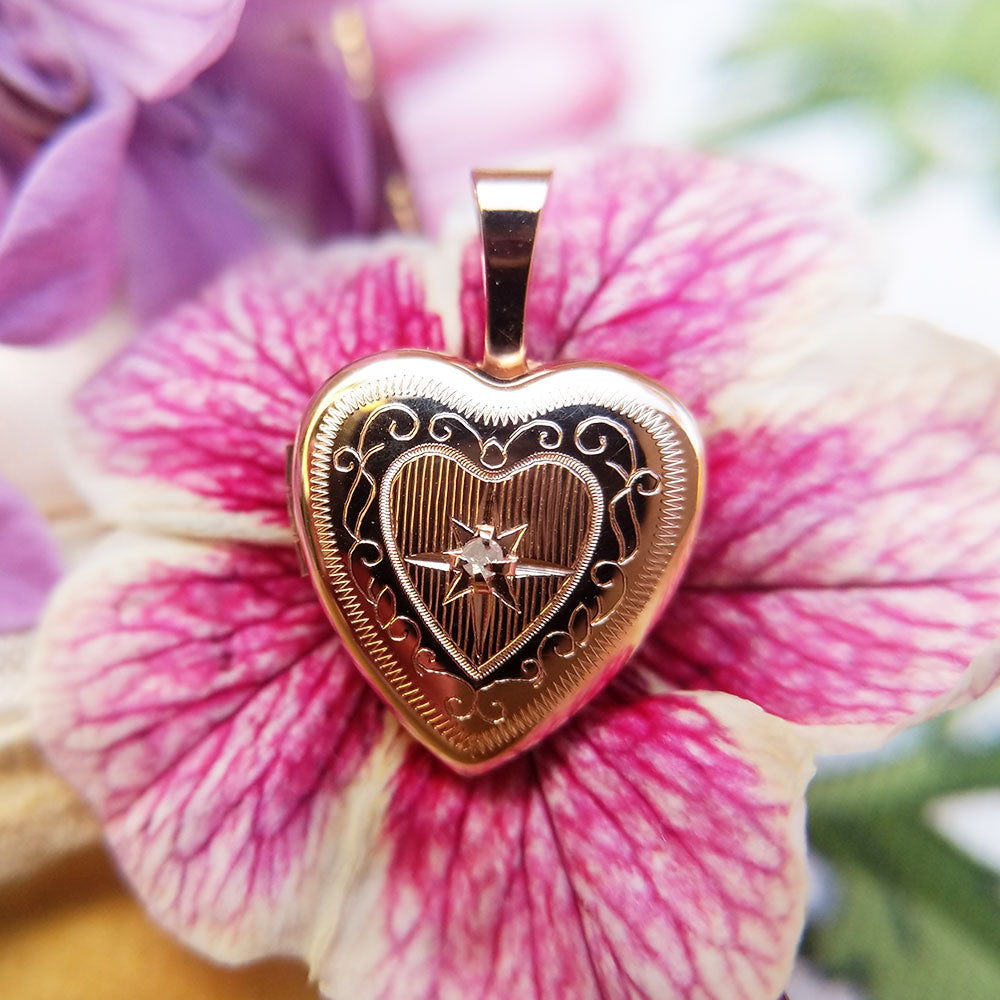 tiny rose gold heart locket necklace