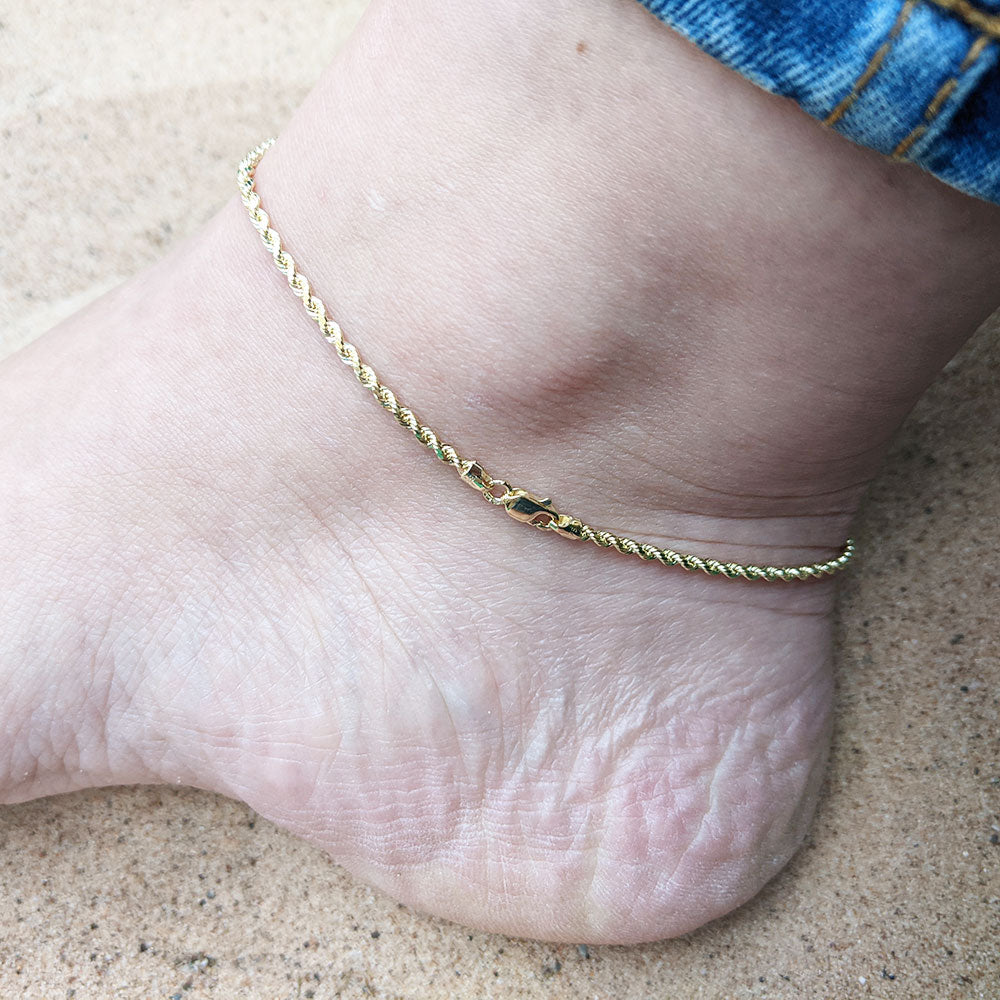 9ct gold rope chain anklet