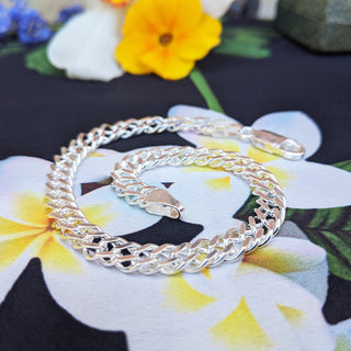 ladies double curb bracelet in sterling silver