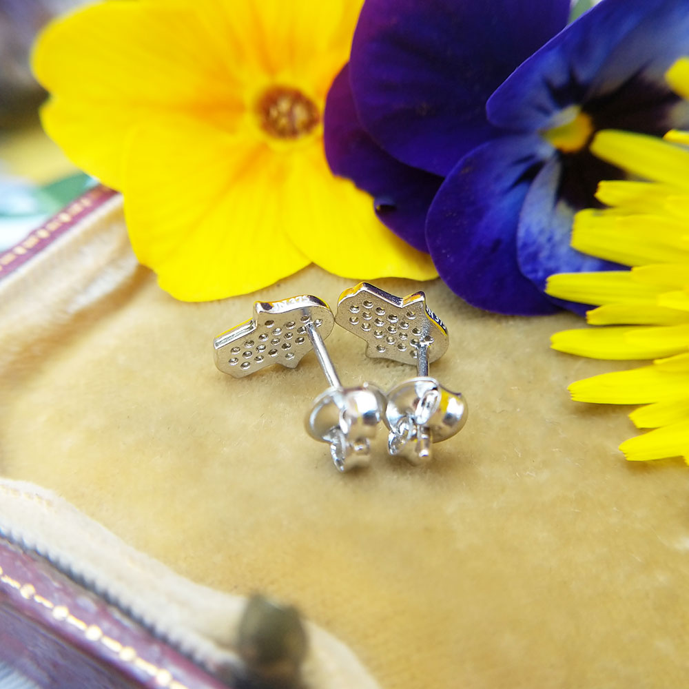 white gold and cz studs for women