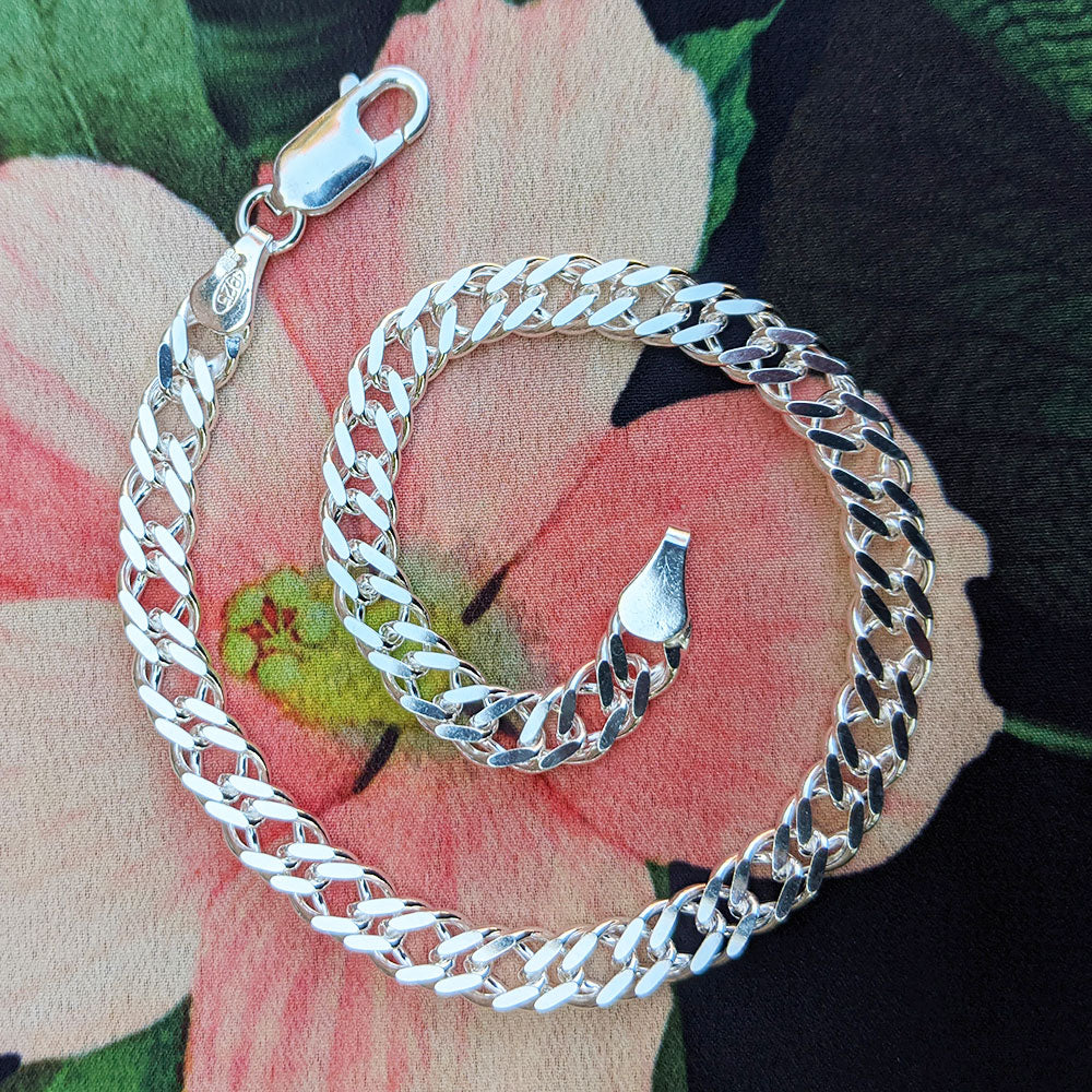 men's silver double curb bracelet
