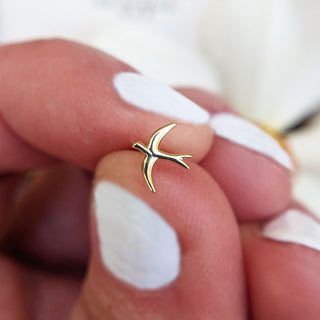 9ct yellow gold bird helix stud