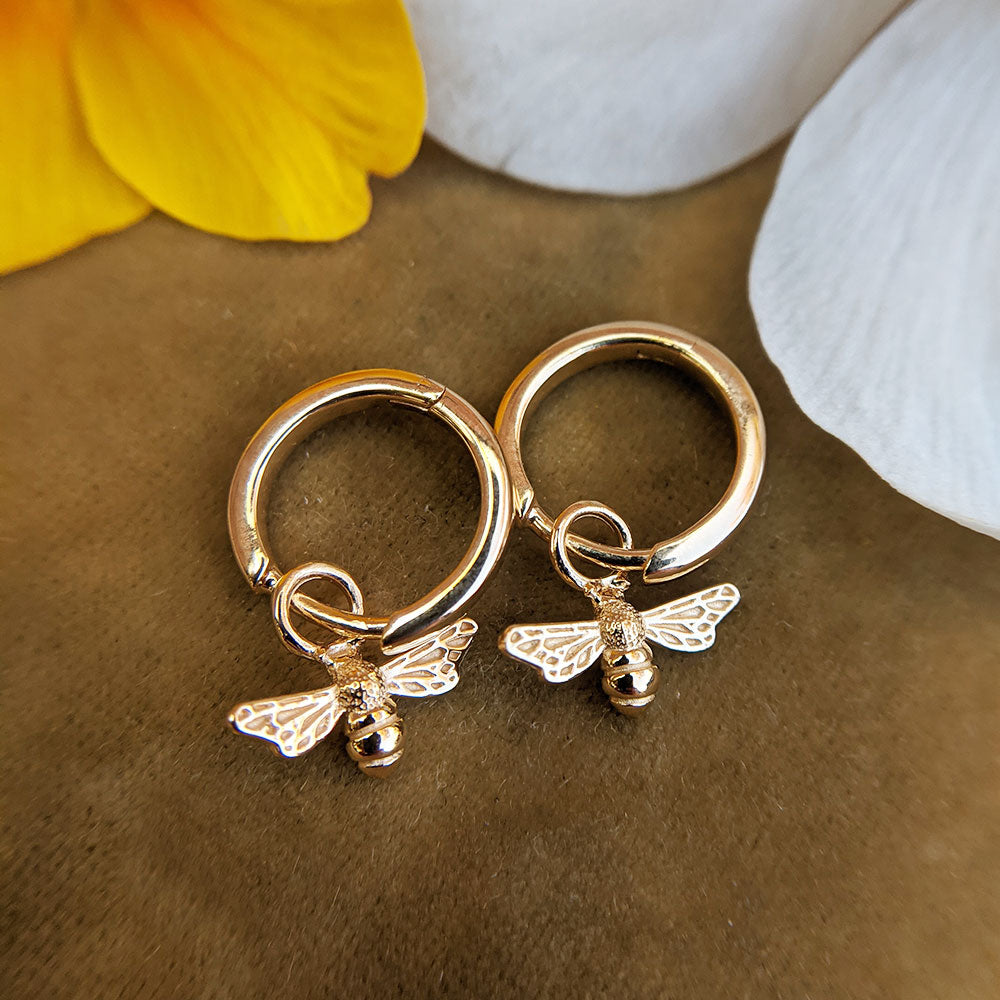 gold bee dangle earrings