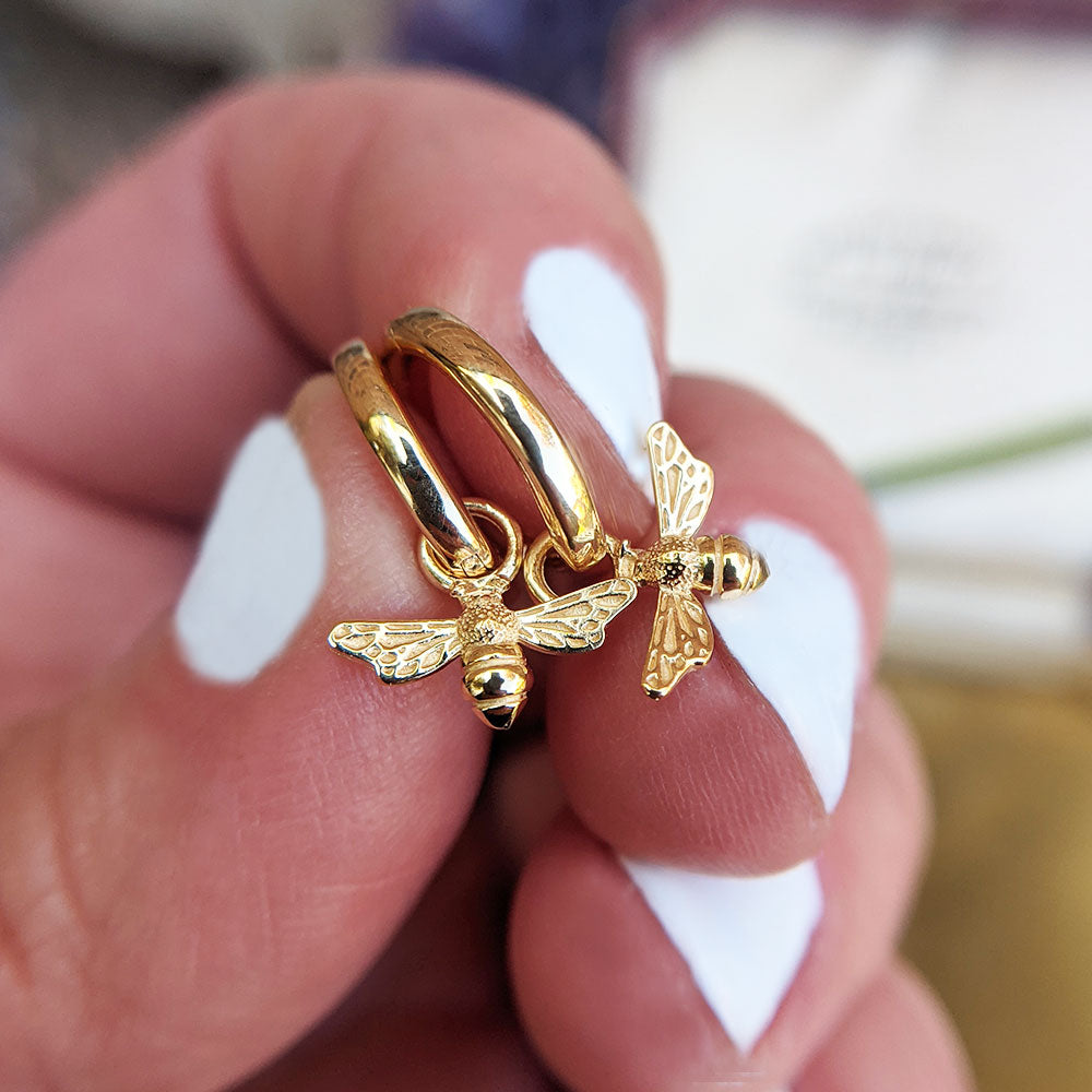 gold bee huggie earrings