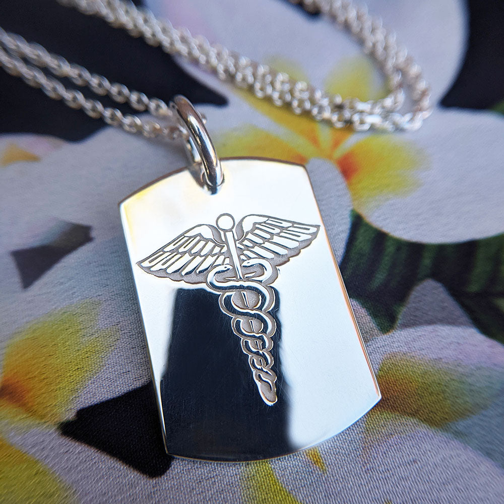 Medical Alert Dog Tag Necklace - Main Image