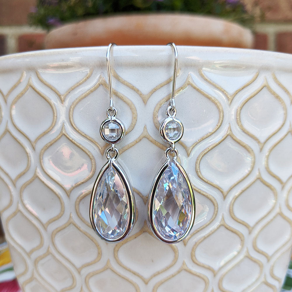 large women's drop earrings in sterling silver