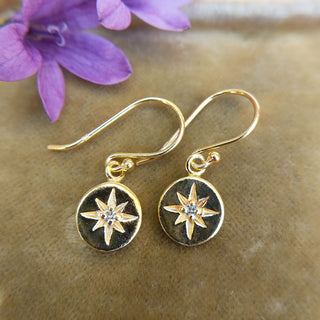 dainty drop earrings in gold vermeil with cz