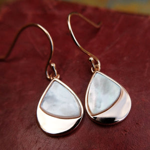 rose gold drop earrings with mother of pearl