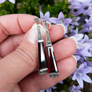 women's silver art deco dangle earrings