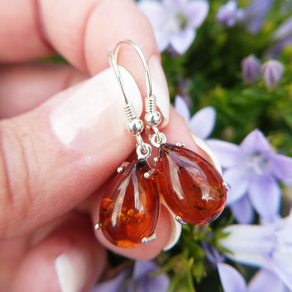 Real hot sale amber earrings