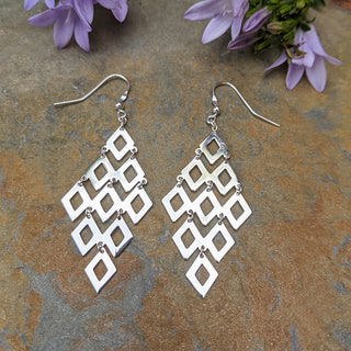 lozenge dangle earrings for ladies in silver