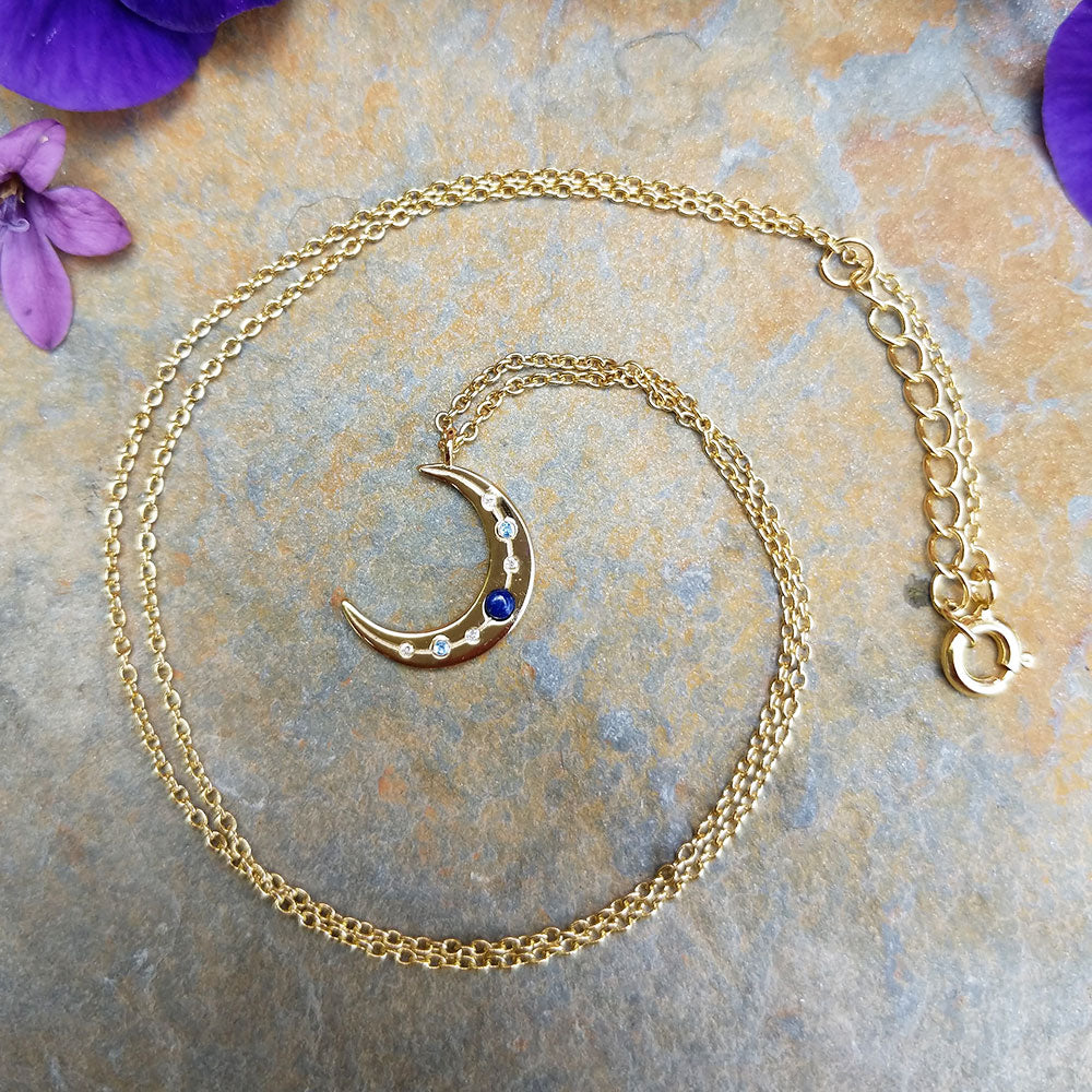 Gold plated crescent deals moon necklace