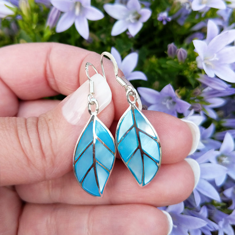 women's sterling silver leaf drop earrings