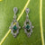 marcasite and green agate deco drop earrings