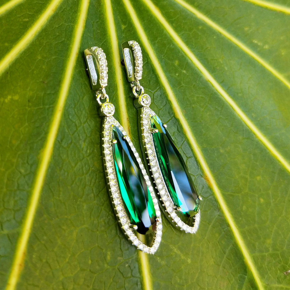Shop Western Green Transparent Dangler Earrings by JOHORI at House of  Designers – HOUSE OF DESIGNERS