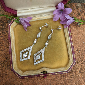 another view of diamond shaped drop earrings