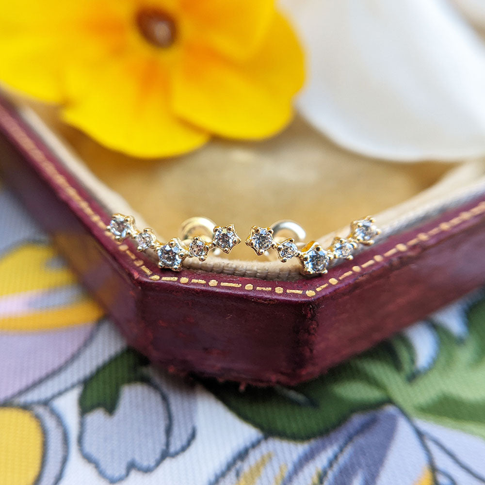 climber studs in 9K gold with cz