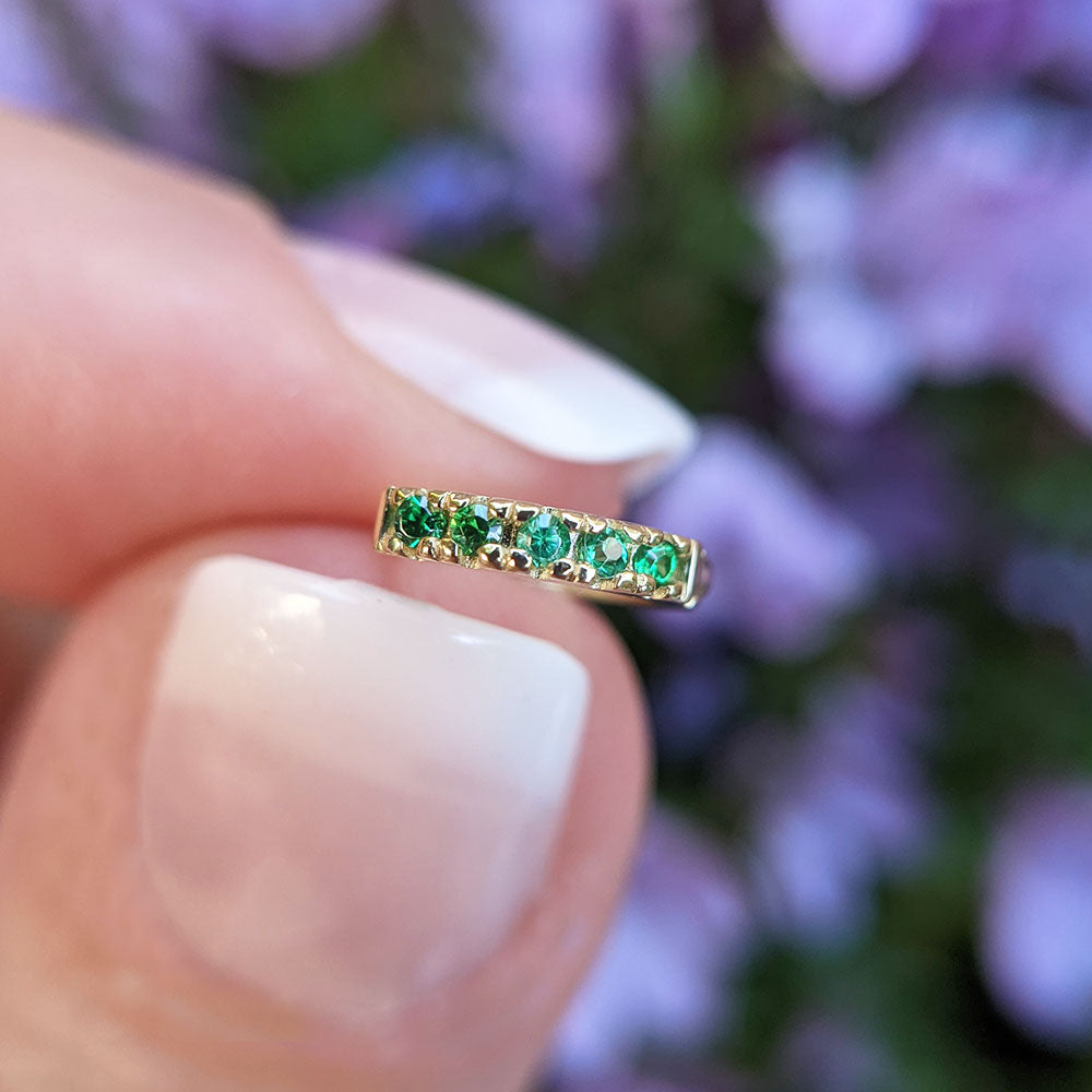 emerald green cz huggie helix earring