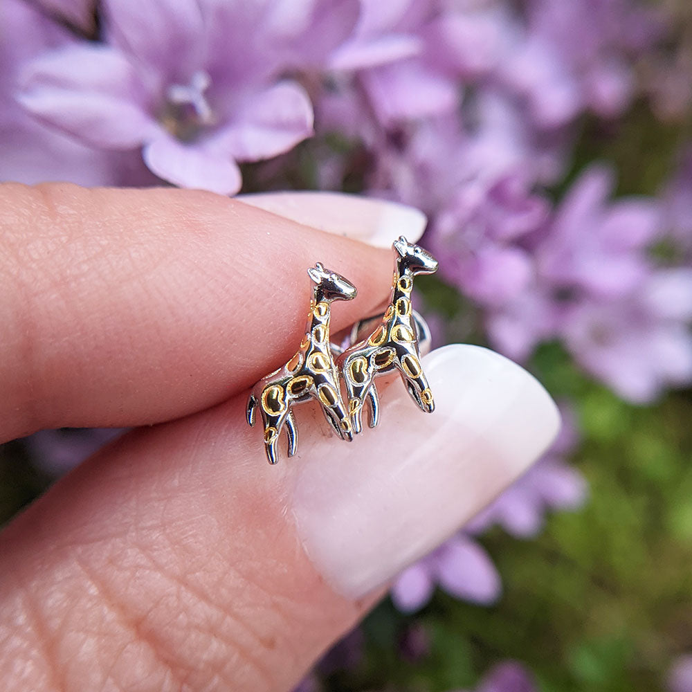 sterling silver and gold plate giraffe earrings