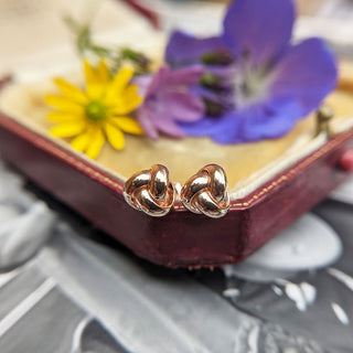 women's rose gold knot studs