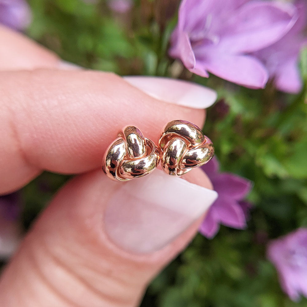 9ct rose gold knot stud earrings