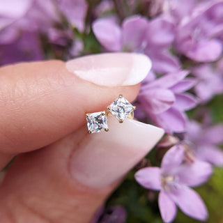 dainty princess cut imitation diamond earrings