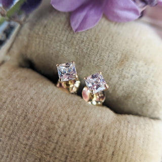 dainty cz studs in 9K  yellow gold