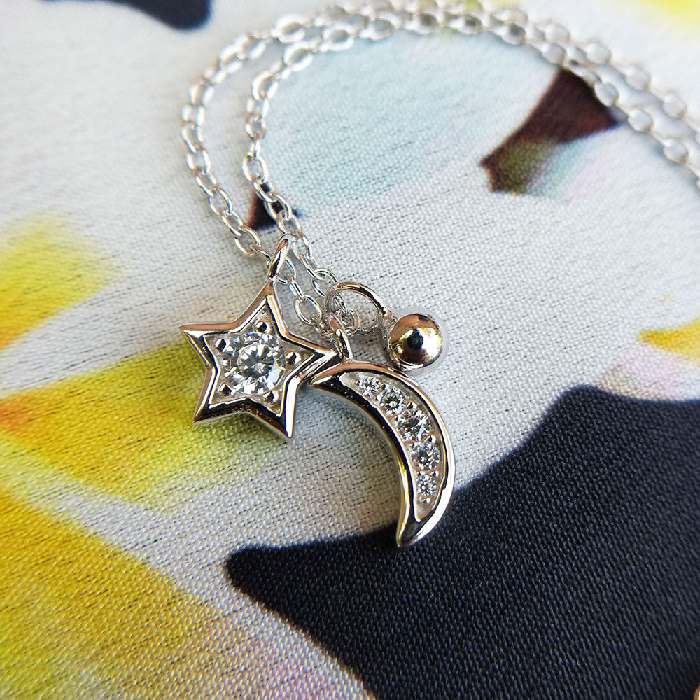 dainty celestial necklace in sterling silver