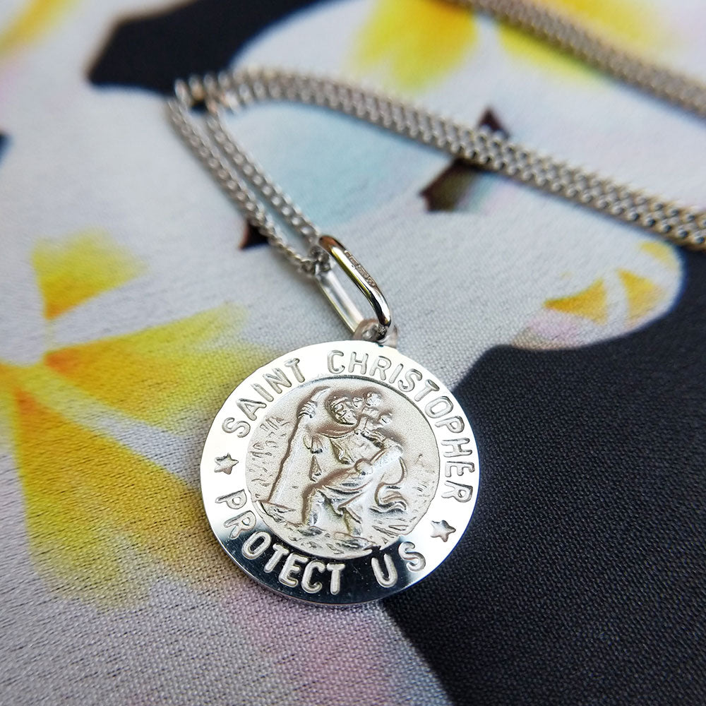 white gold st christopher necklace