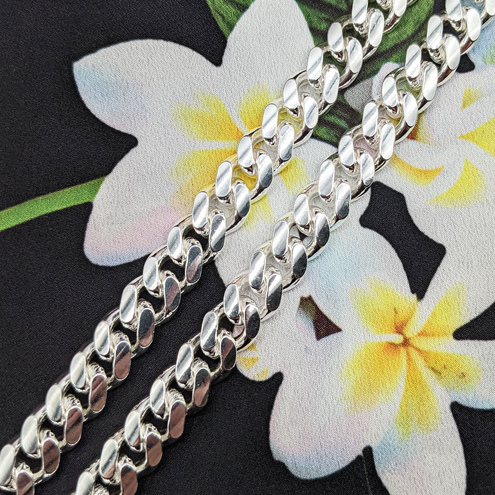 men's chunky 9mm wide Miami Cuban curb chain in sterling silver