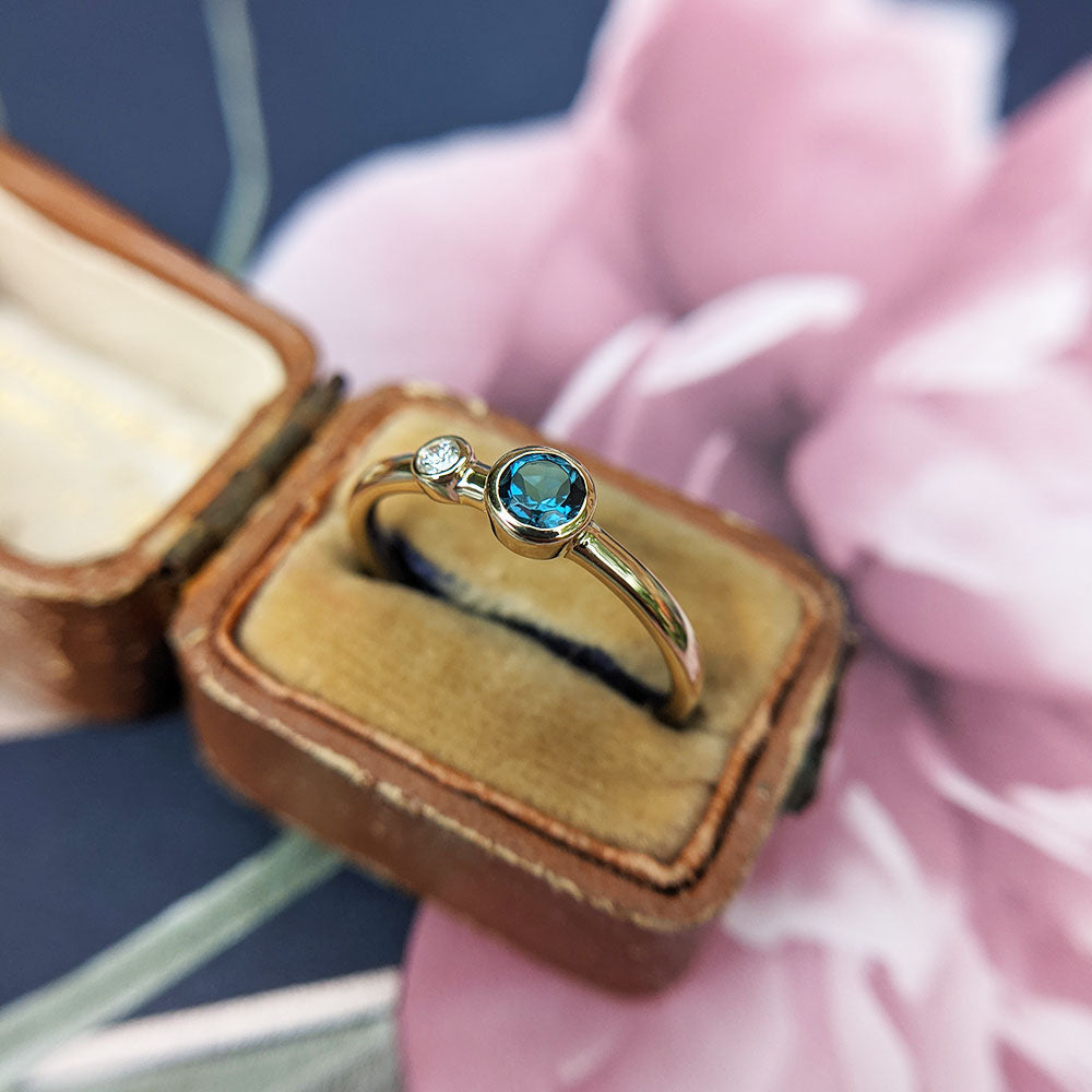 dainty topaz and diamond gold ring
