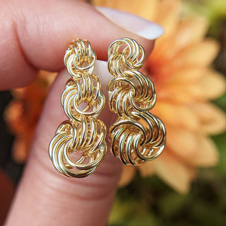 women's gold knot drop earrings