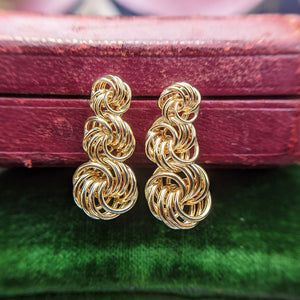 ladies dangle earrings in 9K yellow gold