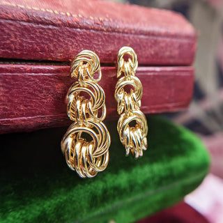 graduated knot stud drop earrings