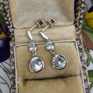 vintage style cubic zirconia drop earrings