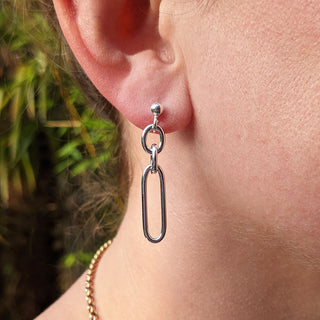 women's silver chain drop earrings