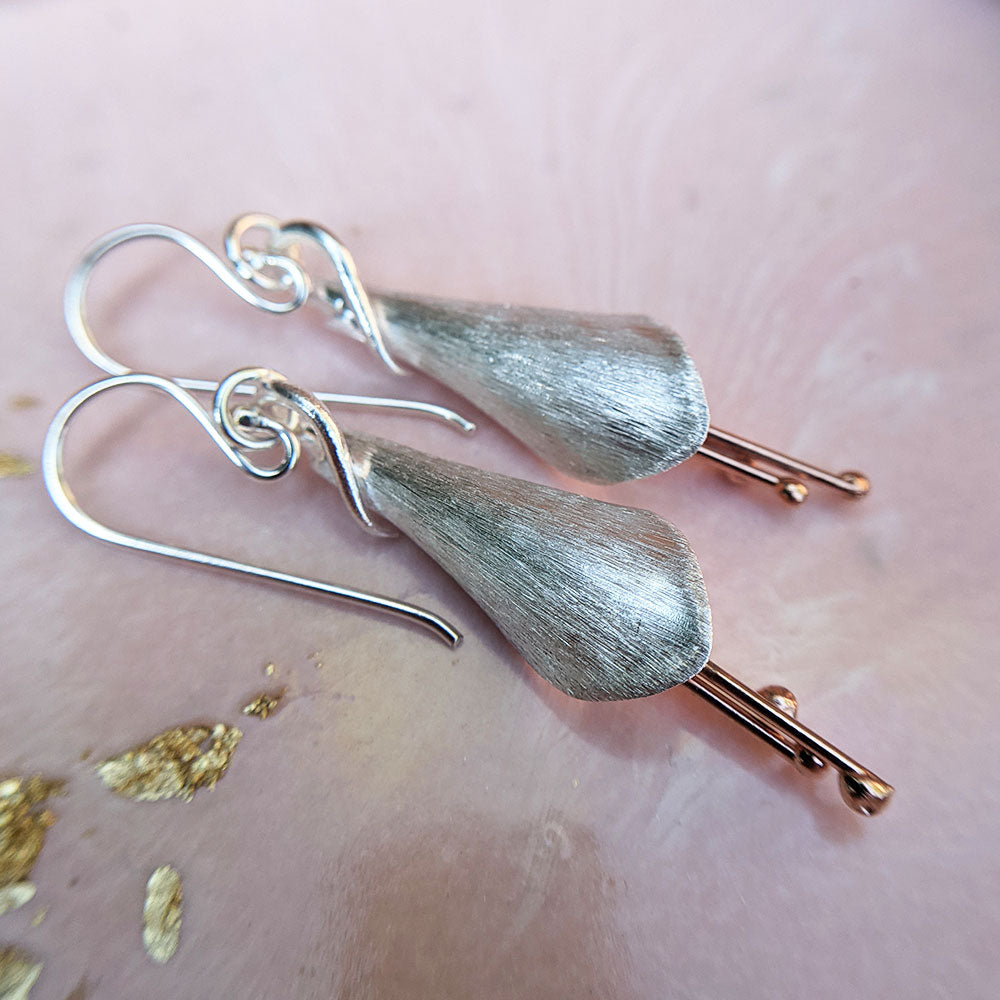 reverse side of lily earrings with exquisite detailing