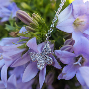 another view of silver butterfly necklace
