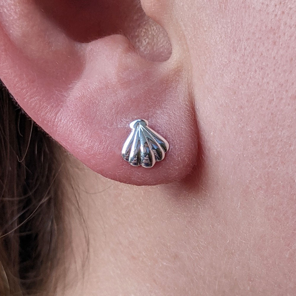 solid sterling silver shell earrings