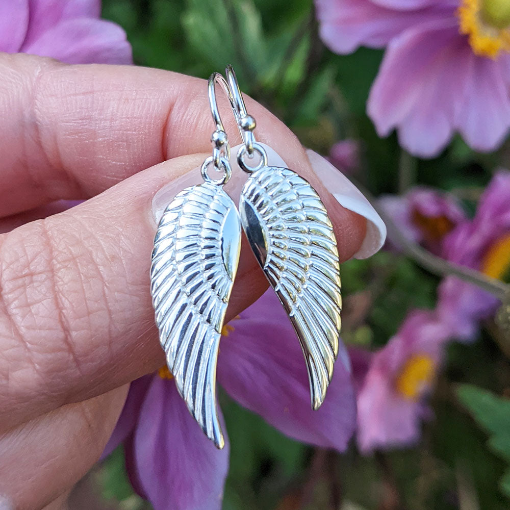 solid silver wing earrings