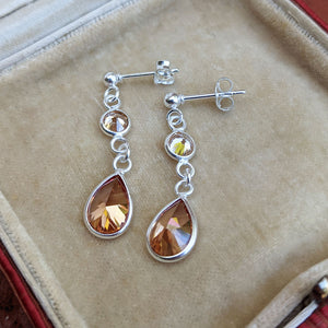 another view of cz sterling silver drop earrings